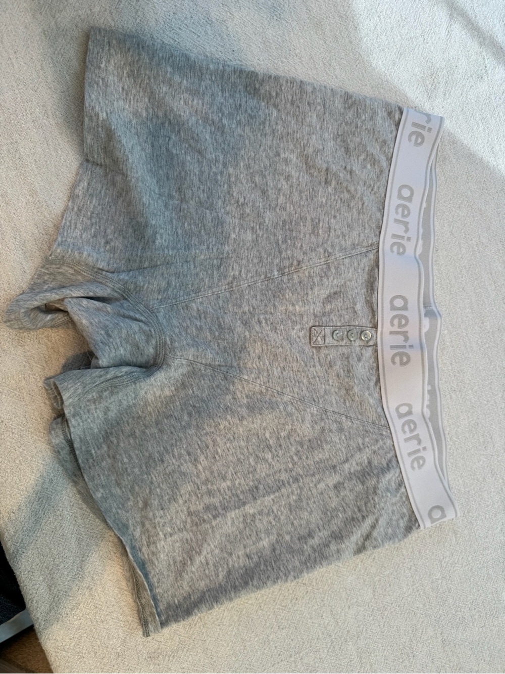 aerie Heather Gray Boxer Sleep Shorts with Logo Waistband